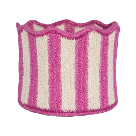 Magenta Pink Striped Posy Basket