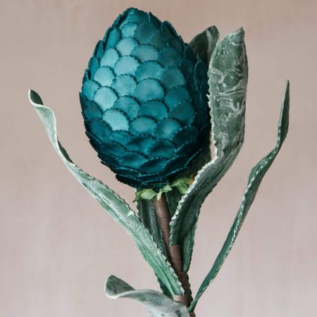 Faux Blue Bud Flower Stem