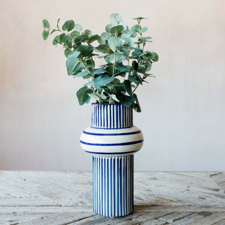 Blue Striped Vase