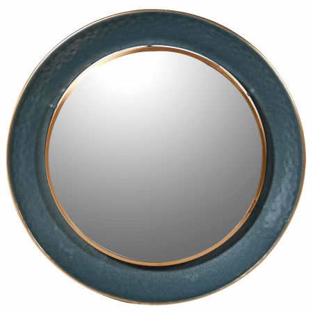 Large Round Teal Mirror