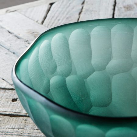Green Hammered Glass Bowl