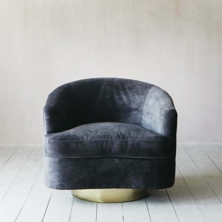 Violet Grey Velvet Swivel Chair