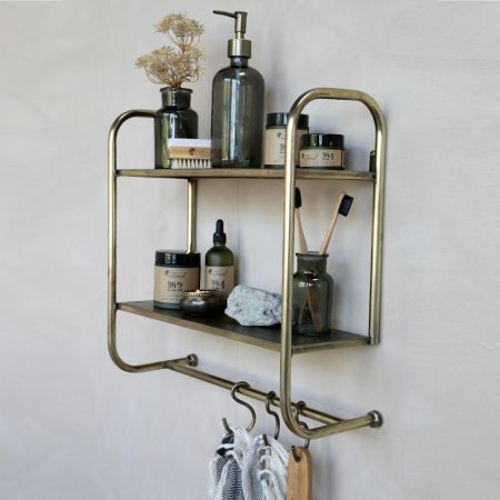 Antique Brass Bathroom Shelf
