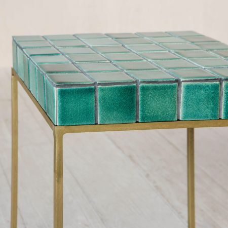 Rhia Green Tile Side Table