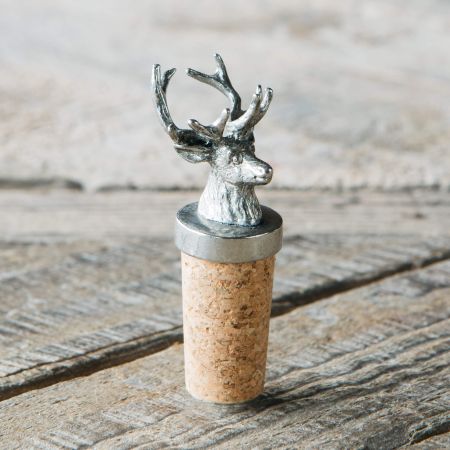 Pewter Stag Head Bottle Stopper