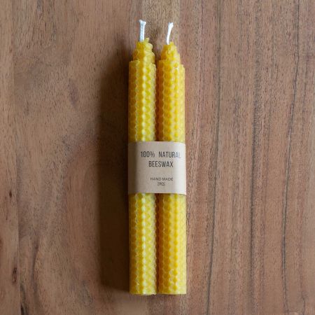 Set of Two Yellow Beeswax Candles