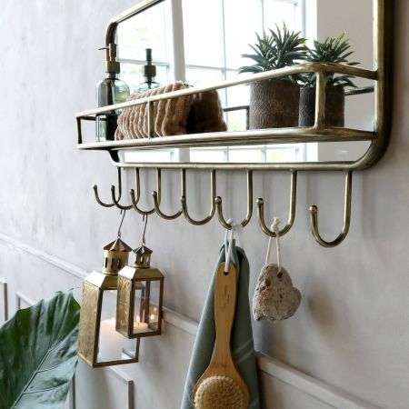 Alvis Mirror Shelf with Hooks