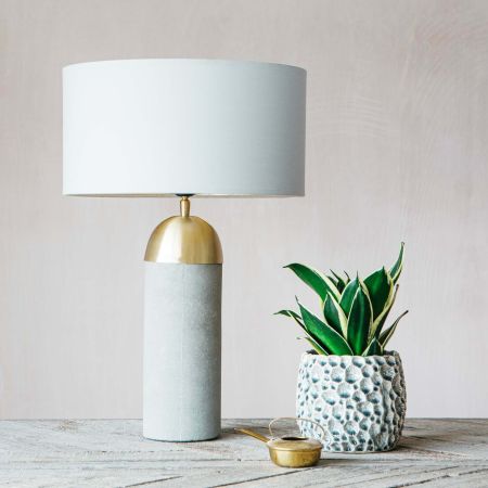 Concrete and Brass Dome Table Lamp