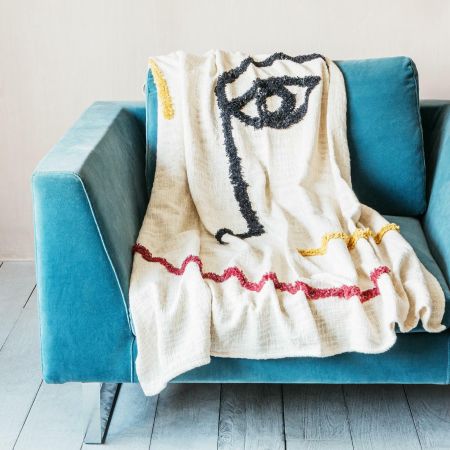 Abstract Face Print Throw