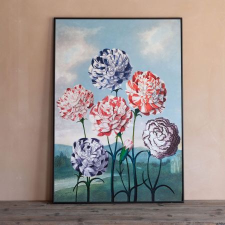Large Framed Red and Blue Blooms Print