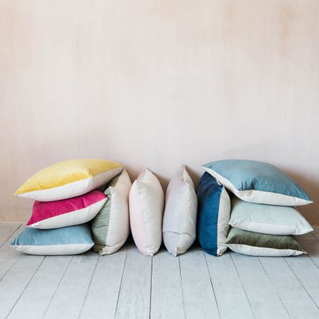 Large Rectangular Velvet and Linen Backed Cushions