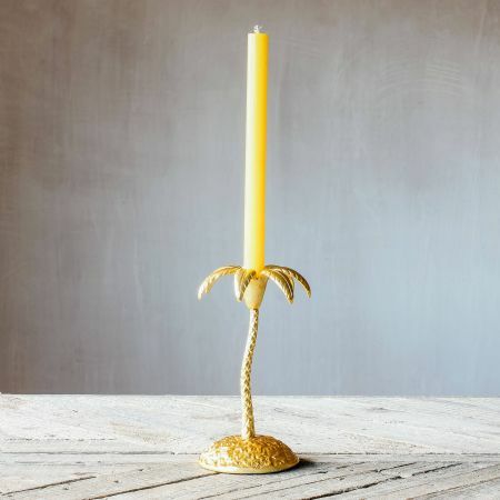 Single Golden Palm Candle Holder - Thumbnail
