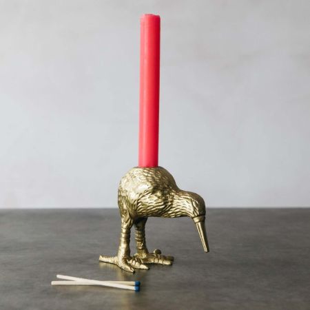 Keith Kiwi Brass Candle Holder - Thumbnail