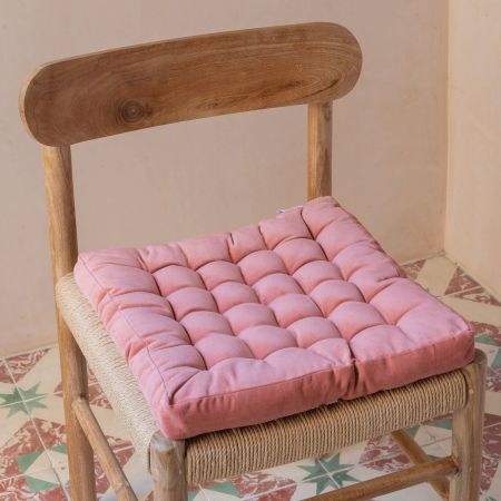 Square Vintage Pink Velvet Seat Pad