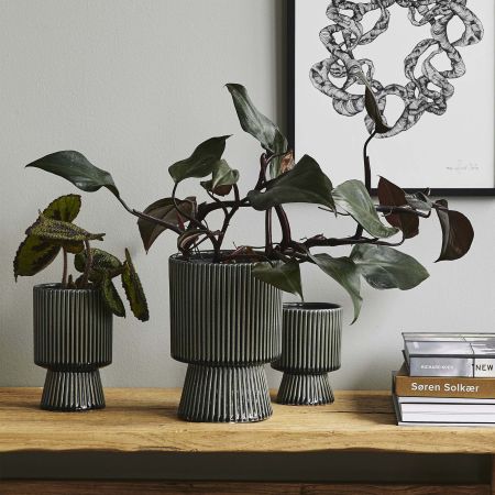 Grey Ribbed Plant Pots