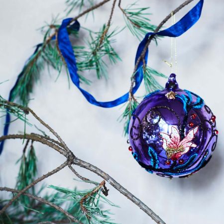 Small Embroidered Purple Decoration - Thumbnail
