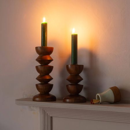Nancy Wooden Candle Holders