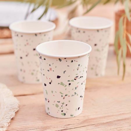 Set of Eight Terrazzo Paper Cups