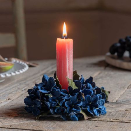 Small Blue Hydrangea Candle Wreath