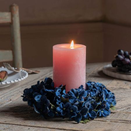 Medium Blue Hydrangea Candle Wreath