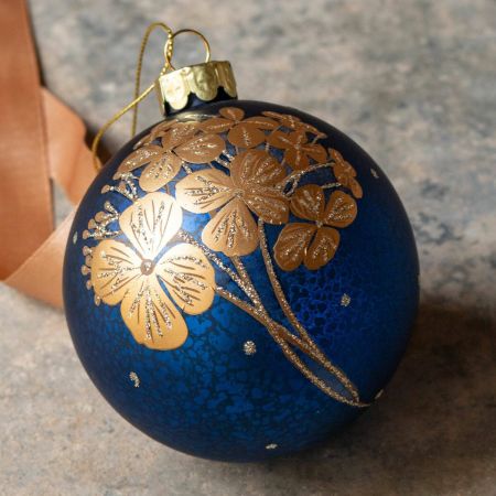 Gold Flower Petals Christmas Tree Bauble