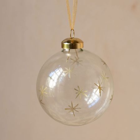 Gold Etched Stars Christmas Tree Bauble