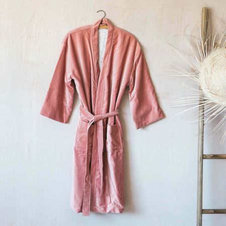 Rose Velvet Kimono Dressing Gown