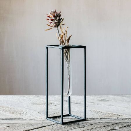 Iron and Glass Tube Vase