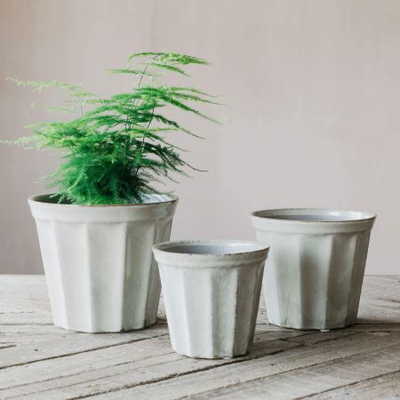 Taupe Ribbed Plant Pots