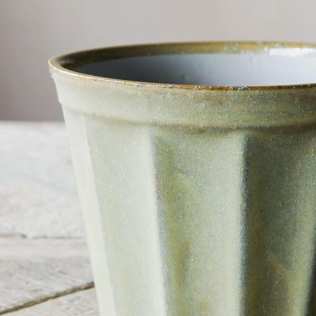 Chartreuse Ribbed Plant Pots