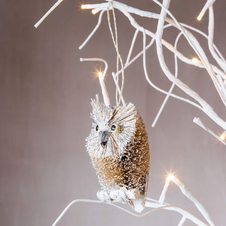 Silver Bristle Owl Decoration