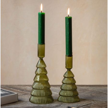 Green Tree Candle Holders