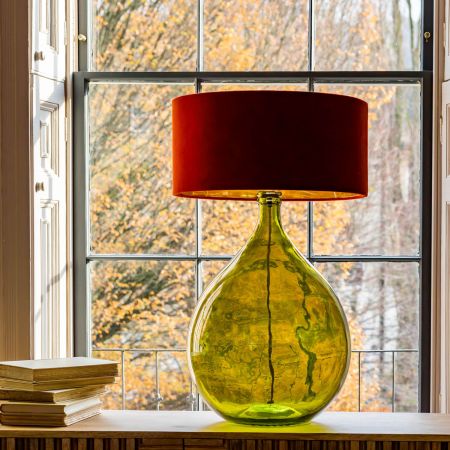 Extra Large Round Green Glass Lamp