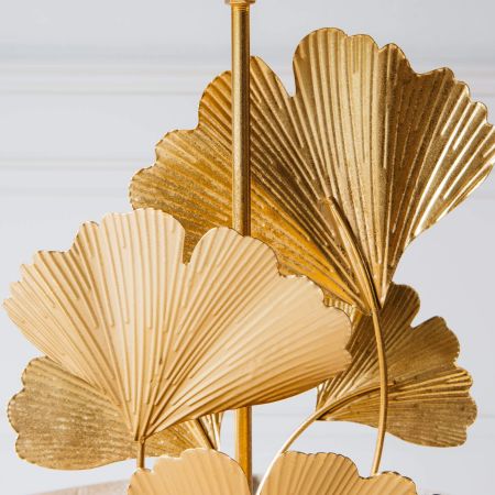 Gold Gingko Leaf Table Lamp with Shade