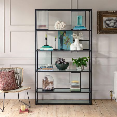 Levi Ribbed Glass Bookcase