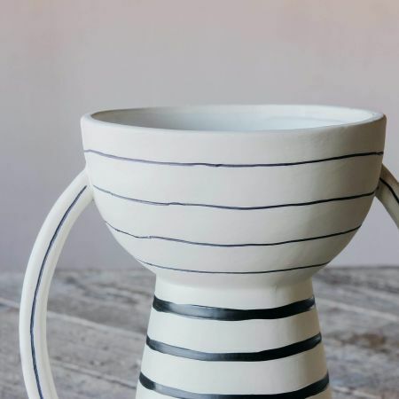 Round Handle Pinstripe Vase