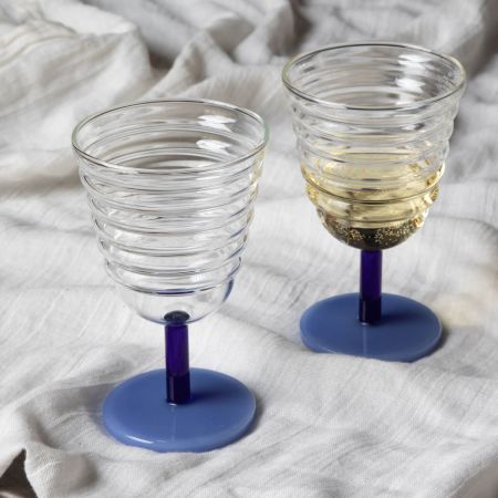 Set of Two Blue Morgan Goblets