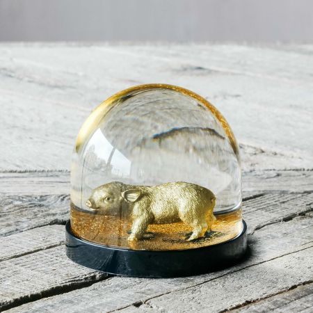 Gold Pig Snow Globe