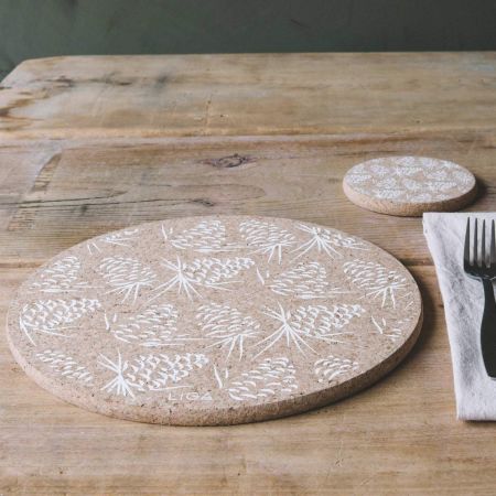Cork Pinecones Placemats and Coasters