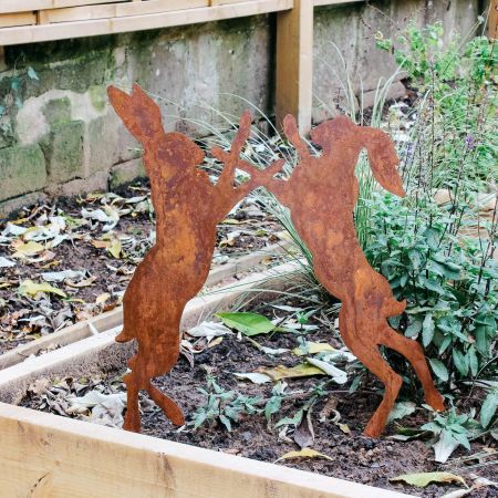 Fighting Hares Garden Stake