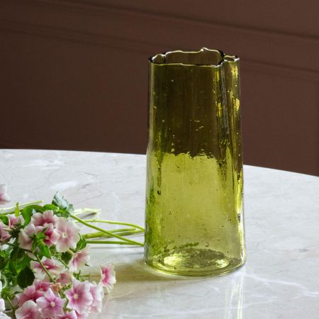 Short Green Glass Vase