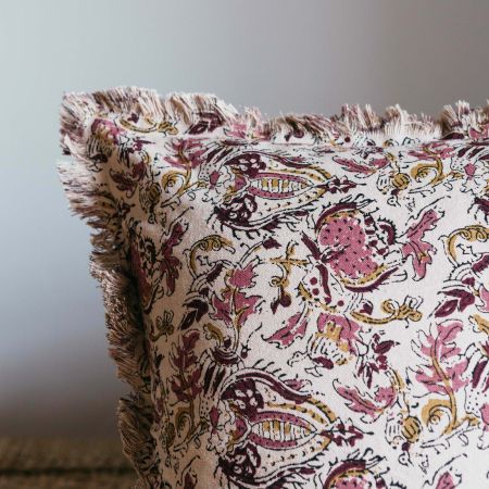 Cream and Rose Floral Printed Cushion