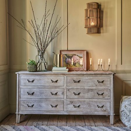 Chantilly Whitewashed Double Chest of Drawers