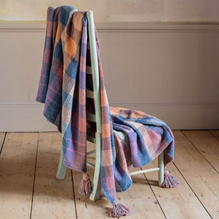 Blue Check Recycled Cotton Throw