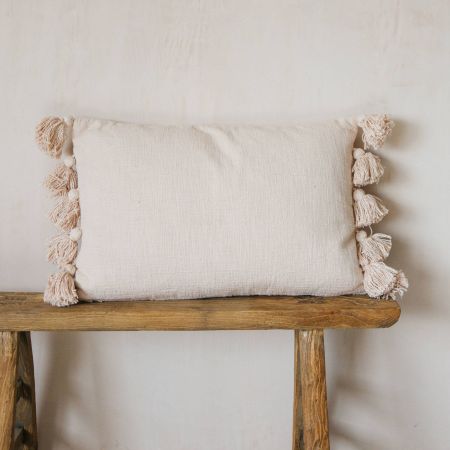 Rectangular Pink Tassel Cushion