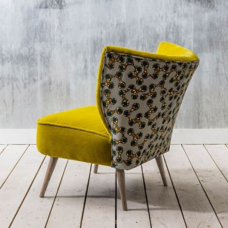 Alpana Printed Yellow Velvet Cocktail Chair
