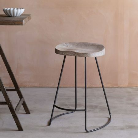 Small Wood And Iron Stool