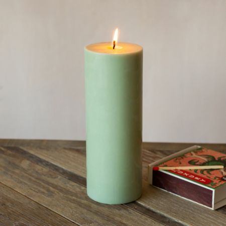 Pale Green Eco Friendly Pillar Candle
