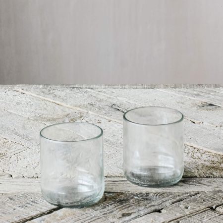 Set of Two Small Clear Recycled Bottle Glasses