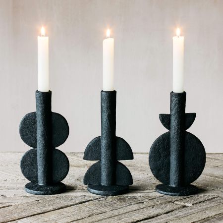 Abstract Black Candle Holders